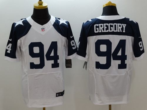 Nike Cowboys #94 Randy Gregory White Thanksgiving Throwback Men's Stitched NFL Elite Jersey - Click Image to Close